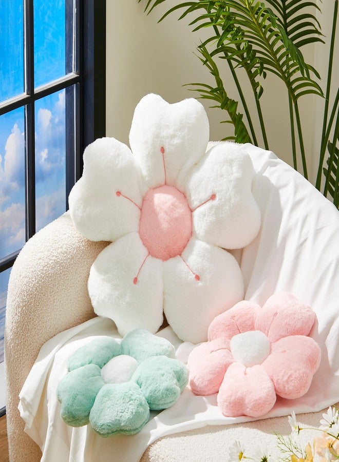 Yulejo 3 Pcs Daisy Flower Throw Pillow Cute Flower Floor Cushion Seating Chair Pads for Back to School First Day Sofa Couch Bed Room Decor (White, Green, Yellow, 15/15/ 21.6 in) - Image 4