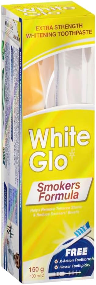 White Glo Smokers Formula Whitening Toothpaste Pack 150g Pack of 2 with Sanitral 50 Pcs Dental Floss Stick Included as a Gift - Image 4