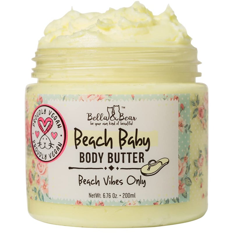 Bella and Bear Beach Baby Body Butter - Moisturizing Shea Cream for Women - Vegan, Cruelty& Oil-Free - Helps Prevents Pregnancy Stretch Marks 6.76-oz - Image 1