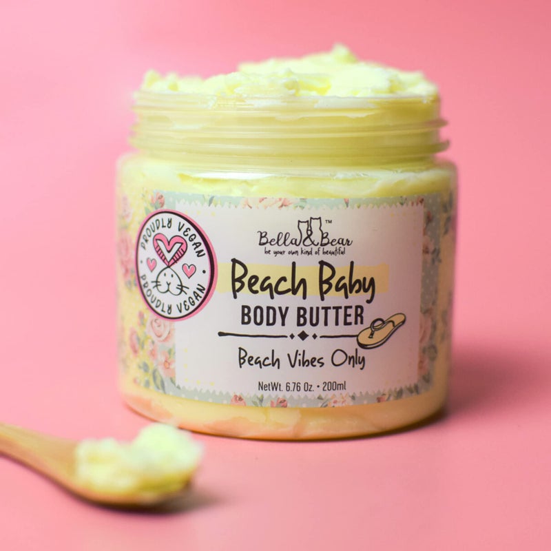 Bella and Bear Beach Baby Body Butter - Moisturizing Shea Cream for Women - Vegan, Cruelty& Oil-Free - Helps Prevents Pregnancy Stretch Marks 6.76-oz - Image 3