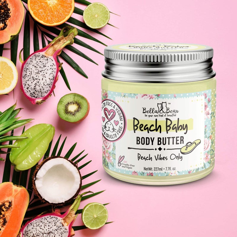 Bella and Bear Beach Baby Body Butter - Moisturizing Shea Cream for Women - Vegan, Cruelty& Oil-Free - Helps Prevents Pregnancy Stretch Marks 6.76-oz - Image 4