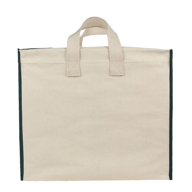 SHIBUI Canvas Reinforced Cotton Handles with Multipurpose Clothes Storage Organizer & Grocery vegetable shopping and Covers Zip Bags. (Green, Pack of 2) - Image 4