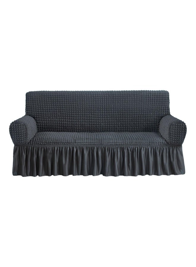 VINNYSEN Armchair Cover Dark Grey Armchair Slipcover 1 Piece Easy Fitted Sofa Couch Covers Universal High Stretchable Durable Furniture Protector with Skirt Country Style (3 Seater Dark Gray) - Image 1