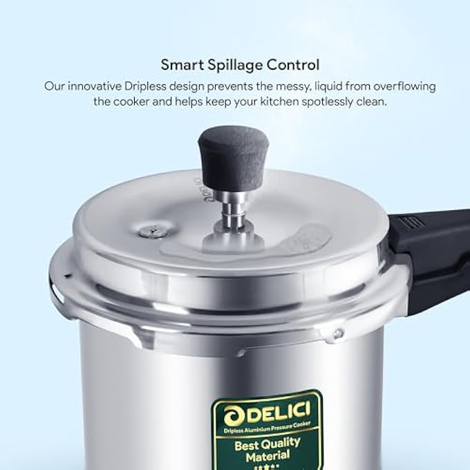 DELICI Pressure Cooker Dripless 3 Litre Nib Adpc3E  Superior Virgin Aluminium  Smart Spillage Control  Quick Heating Induction Base  LeadFree Safety Valve  Heat Proof Bakelite Handle - Image 4