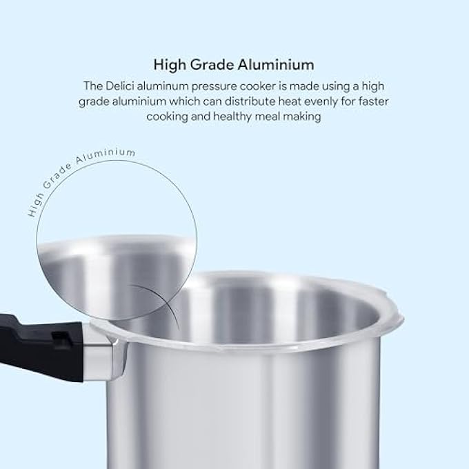 DELICI Pressure Cooker Dripless 3 Litre Nib Adpc3E  Superior Virgin Aluminium  Smart Spillage Control  Quick Heating Induction Base  LeadFree Safety Valve  Heat Proof Bakelite Handle - Image 5
