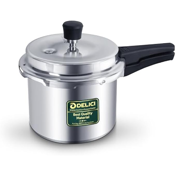 DELICI Pressure Cooker Dripless 3 Litre Nib Adpc3E  Superior Virgin Aluminium  Smart Spillage Control  Quick Heating Induction Base  LeadFree Safety Valve  Heat Proof Bakelite Handle - Image 1