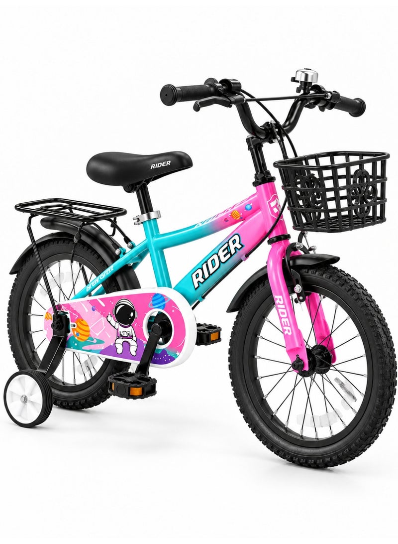Aspire Books Rider 12-Inch Kids Bicycle with Training Wheels, Green Pink | AGE 2-4 - Image 5