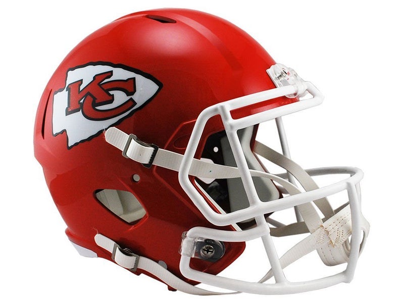 خوذة كرة القدم الأمريكية ريدل NFL كنساس سيتي تشيفس بحجم كامل نسخة سريعة