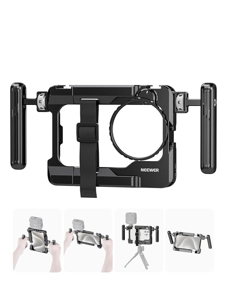 NEEWER Universal Smartphone Video Rig with Handles, 67mm Filter Adapter, Anti Drop Cold Shoe for DJI Mic, Phone Cage Stabilizer for Video Recording for iPhone 16 15 Pro Max Pixel 8 Pro, PA017 - Image 1