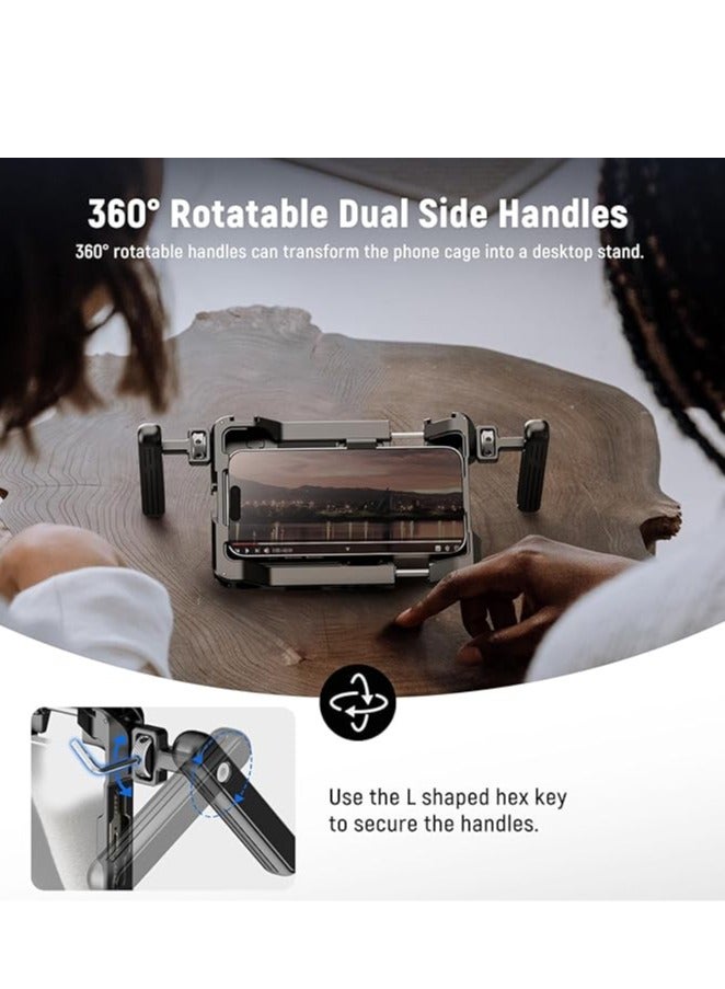 NEEWER Universal Smartphone Video Rig with Handles, 67mm Filter Adapter, Anti Drop Cold Shoe for DJI Mic, Phone Cage Stabilizer for Video Recording for iPhone 16 15 Pro Max Pixel 8 Pro, PA017 - Image 3
