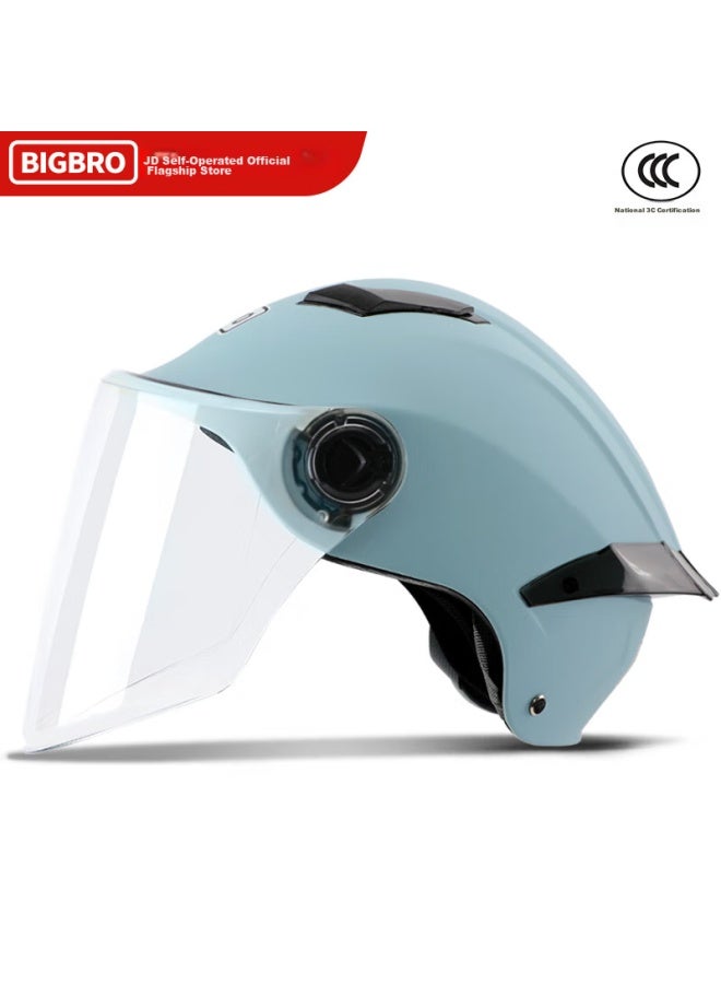 Bigbro 305 Autumn Blue, New National Standard 3c Certified Electric Motorcycle Riding Helmet, Uni, All-season, Sun Protection, For Electric Scooters, Summer Half Helmet - Image 2