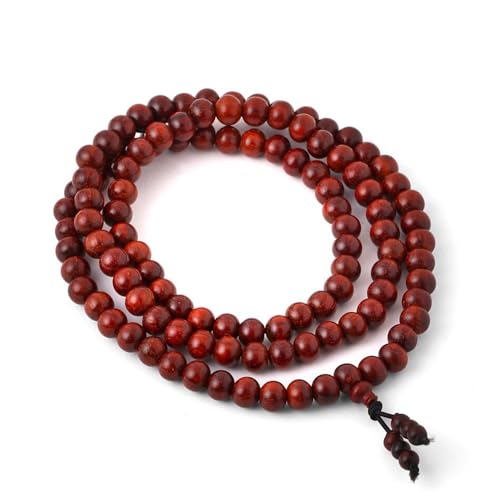 RDK® Handcrafted Original Red Sandalwood Mala Rosary Lal Chandan Jaapmala Wooden Knotted Japa Maala for Meditation Pooja Chanting Wearing Jewelry Prayer Beads - 108 Beads (6 MM) - Image 1