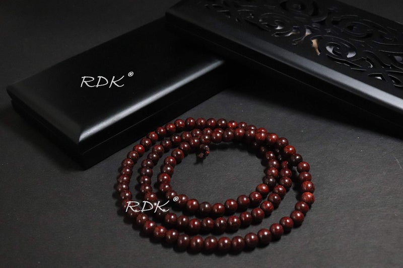 RDK® Handcrafted Original Red Sandalwood Mala Rosary Lal Chandan Jaapmala Wooden Knotted Japa Maala for Meditation Pooja Chanting Wearing Jewelry Prayer Beads - 108 Beads (6 MM) - Image 4