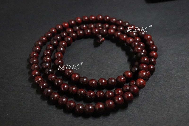 RDK® Handcrafted Original Red Sandalwood Mala Rosary Lal Chandan Jaapmala Wooden Knotted Japa Maala for Meditation Pooja Chanting Wearing Jewelry Prayer Beads - 108 Beads (6 MM) - Image 3