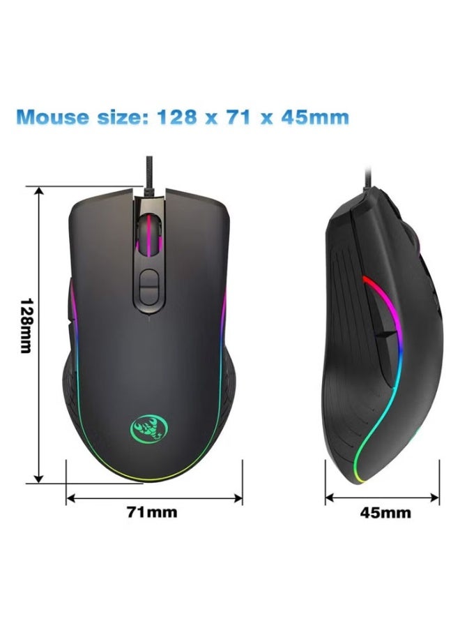 RGB Gaming Mouse, 4 DPI (1000/1600/3200/6400) Optical LED Mouse wired with 7 Buttons RGB Marquee LED, Ideal for Laptop PC and Computer Games - Image 4