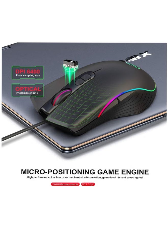 RGB Gaming Mouse, 4 DPI (1000/1600/3200/6400) Optical LED Mouse wired with 7 Buttons RGB Marquee LED, Ideal for Laptop PC and Computer Games - Image 5