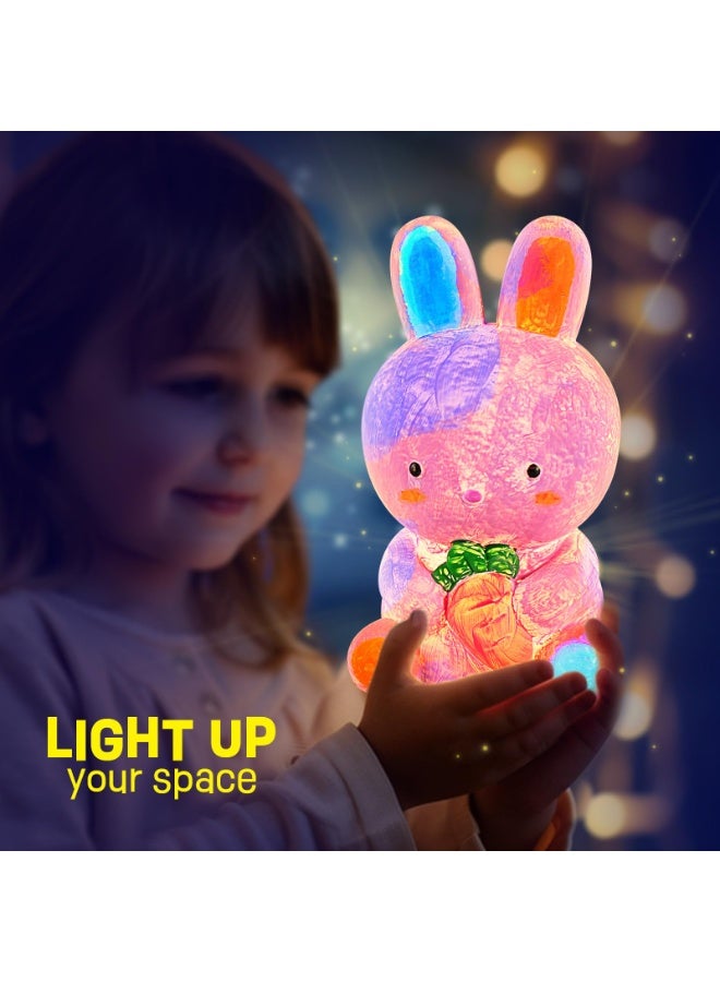 ONE TO FOUR Paint Own Bunny Lamp Kit, Art Supplies Arts & Crafts Kit, Painting kit for Kids 6-12, Arts and Crafts for Kids Ages 8-12, Toys Girls Boy Birthday Gift Ages 6 7 8 9 10 11 12+ - Image 3