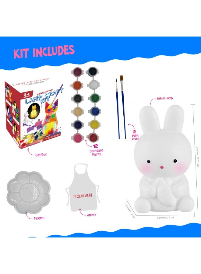 ONE TO FOUR Paint Own Bunny Lamp Kit, Art Supplies Arts & Crafts Kit, Painting kit for Kids 6-12, Arts and Crafts for Kids Ages 8-12, Toys Girls Boy Birthday Gift Ages 6 7 8 9 10 11 12+ - Image 2