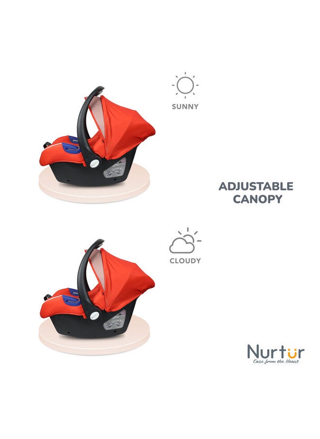 Nurtur Nemo Baby Carrier Adjustable Canopy and Handle Extra Protection 3 Point Safety Harness Suitable from 0 months to 12 months Upto 13kg Orange Official Product  - Image 4