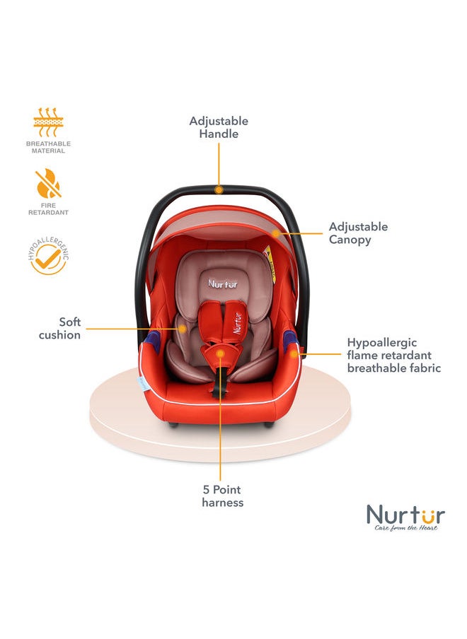 Nurtur Nemo Baby Carrier Adjustable Canopy and Handle Extra Protection 3 Point Safety Harness Suitable from 0 months to 12 months Upto 13kg Orange Official Product  - Image 3
