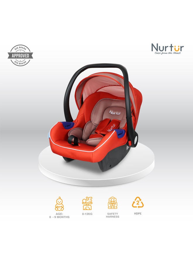 Nurtur Nemo Baby Carrier Adjustable Canopy and Handle Extra Protection 3 Point Safety Harness Suitable from 0 months to 12 months Upto 13kg Orange Official Product  - Image 2