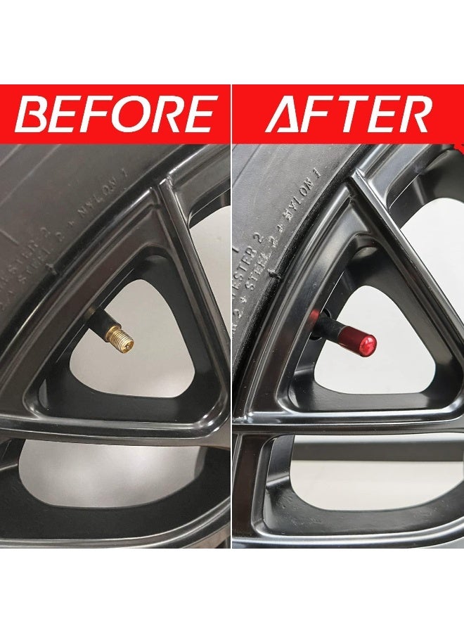 HERIOS Tire Valve Stem Caps, 4 Pcs Anodized Aluminum Tire Valve Cap Set Corrosion Resistant Universal for Cars, SUVs, Bike, Trucks and Motorcycles, Car Wheel & Tire Exterior Accessories (Red) - Image 3