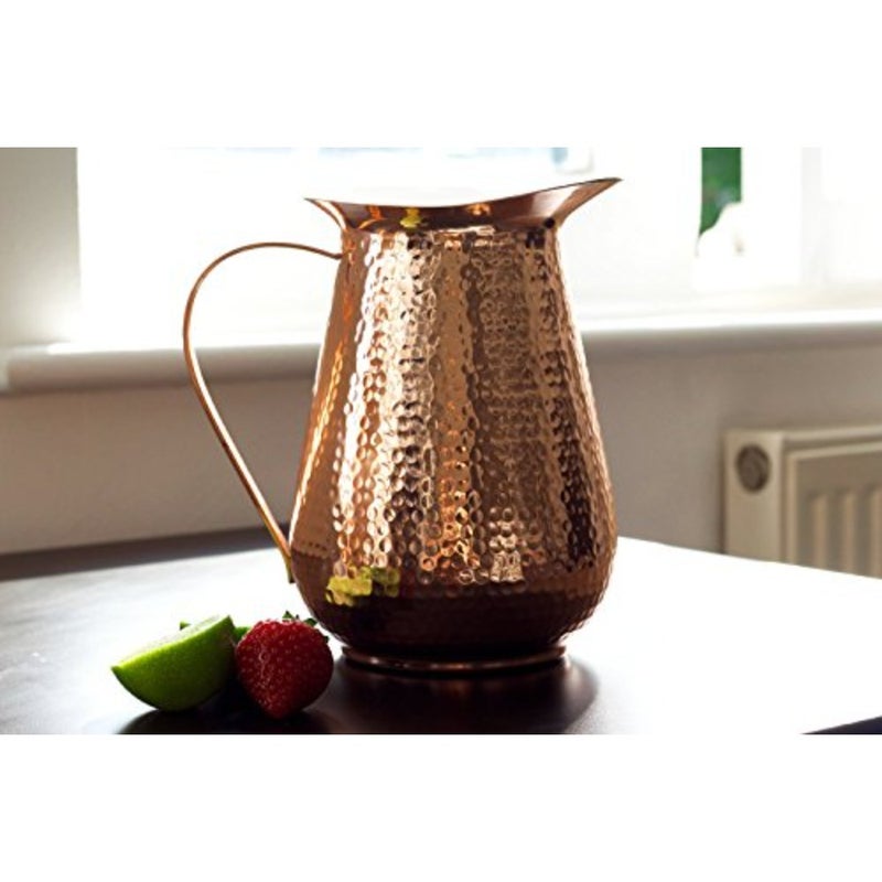 Copper Pitcher Extra Large 68 Oz - Drink More Water, Lower Your Sugar Intake And Enjoy The Health Benefits Immediately - 100% Pure Copper Handmade Hammered Jug, Made From Heavy Gauge Copper - Image 2