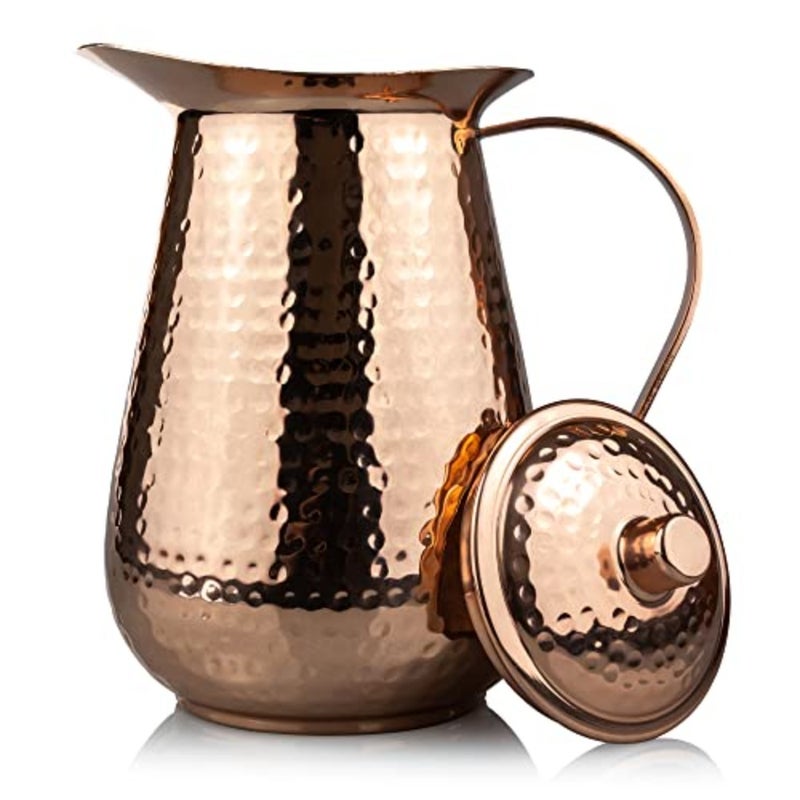 Copper Pitcher Extra Large 68 Oz - Drink More Water, Lower Your Sugar Intake And Enjoy The Health Benefits Immediately - 100% Pure Copper Handmade Hammered Jug, Made From Heavy Gauge Copper - Image 1
