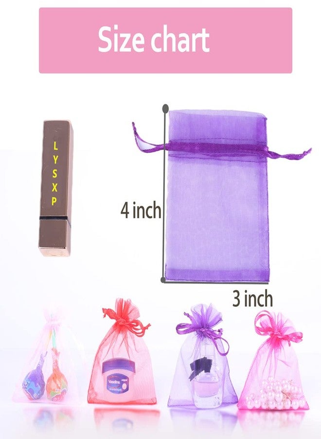 LYSXP Organza Bags 3×4 Inches，Small Jewelry Favor Pouches Christmas Candy Wedding Birthday Party Bags 100 Pcs Random 10 Colors Sheer Organza Gift Bags (Mixed Color,3"×4"… - Image 3
