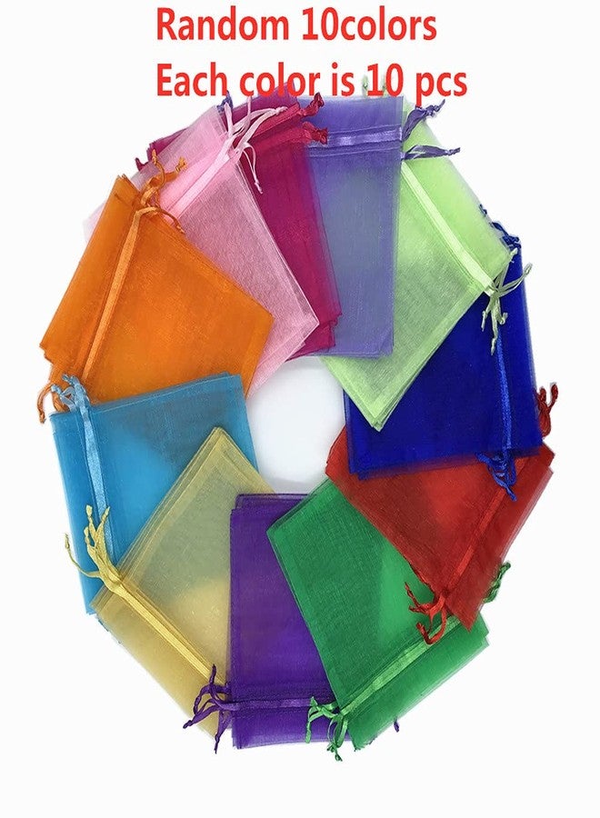 LYSXP Organza Bags 3×4 Inches，Small Jewelry Favor Pouches Christmas Candy Wedding Birthday Party Bags 100 Pcs Random 10 Colors Sheer Organza Gift Bags (Mixed Color,3"×4"… - Image 2