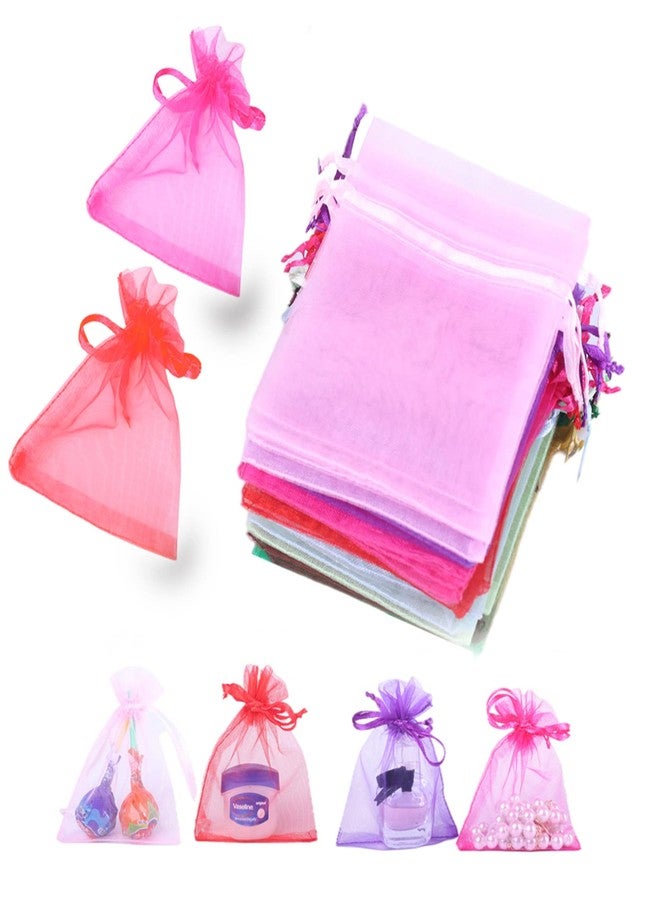 LYSXP Organza Bags 3×4 Inches，Small Jewelry Favor Pouches Christmas Candy Wedding Birthday Party Bags 100 Pcs Random 10 Colors Sheer Organza Gift Bags (Mixed Color,3"×4"… - Image 1