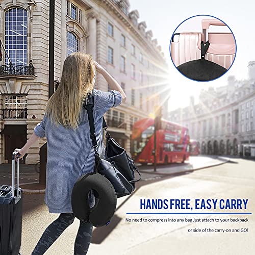 Fabuday Memory Foam Travel Pillows for Airplanes - Neck Pillow for Traveling with Attachable Snap Strap Soft Washable Cover, Flight Pillow for Sleeping, Car, Home, Office, Black - Image 2