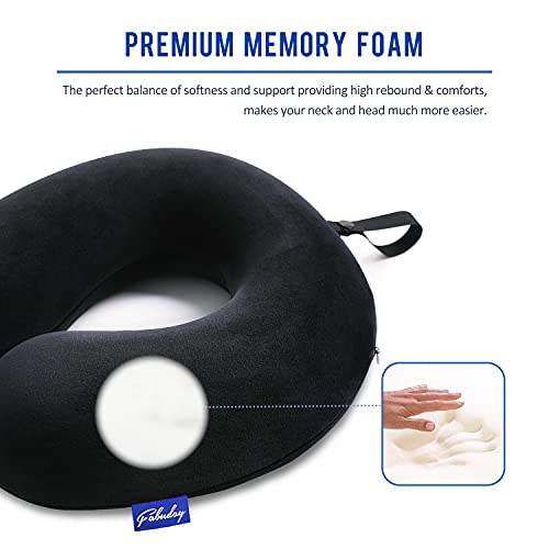 Fabuday Memory Foam Travel Pillows for Airplanes - Neck Pillow for Traveling with Attachable Snap Strap Soft Washable Cover, Flight Pillow for Sleeping, Car, Home, Office, Black - Image 4