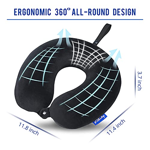 Fabuday Memory Foam Travel Pillows for Airplanes - Neck Pillow for Traveling with Attachable Snap Strap Soft Washable Cover, Flight Pillow for Sleeping, Car, Home, Office, Black - Image 5