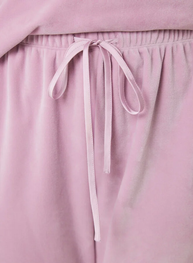 women'secret Long Pink Soft Touch Velvet Pajamas