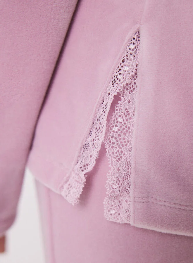 women'secret Long Pink Soft Touch Velvet Pajamas