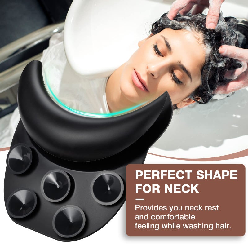 Noverlife Salon Neck Rest Cushion with Suction Cup, Non-Slip Soft Silicon Shampoo Bowl Neck Rest, Portable Hair Salon Shampoo Sink Gel Neck Pad, Hair Washing Sink Neck Support for Home Salon Basin - Image 2