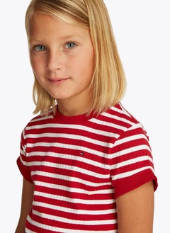 TOMMY HILFIGER Kids Ruffle Stripe Ss Top  - Image 3