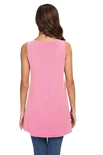 AWULIFFAN Women's V Neck Tank Tops Loose Casual Sleeveless Shirts Blouses (Pink,Large) - Image 3