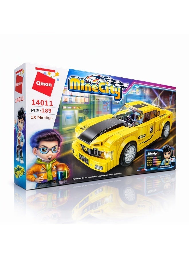 Qman MineCity  Hornet VER-7 Supercar Yellow Sports Car Building Set – 189 PCS with  Minifigure - Image 3