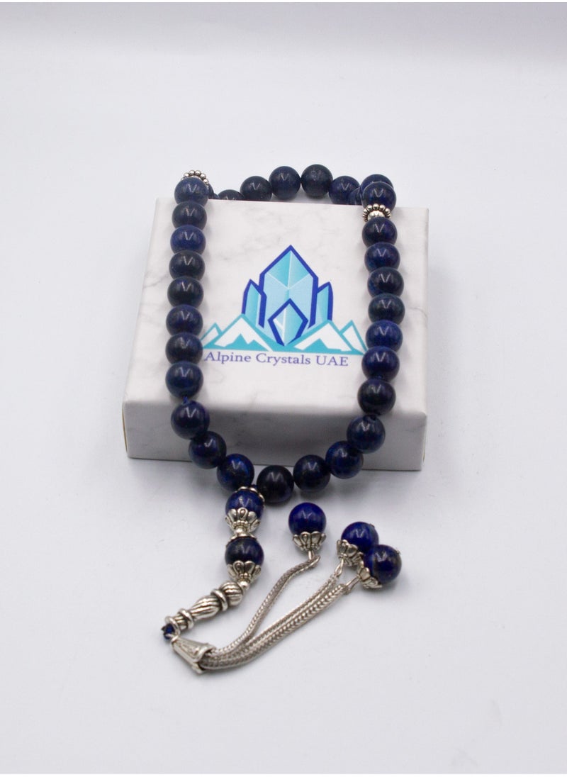 Alpine Crystals UAE - Natural Crystal Lapis Lazuli Crystals Tasbih Prayer Beads (10mm – 33 beads) - Image 1