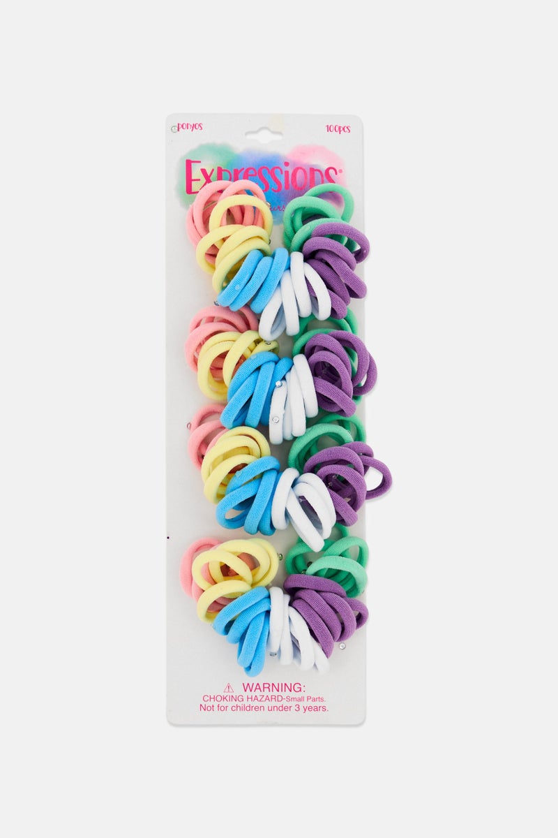 Expressions Women 100 Pieces Ponyos With Stones Hair Elastics, Multicolor - Image 1