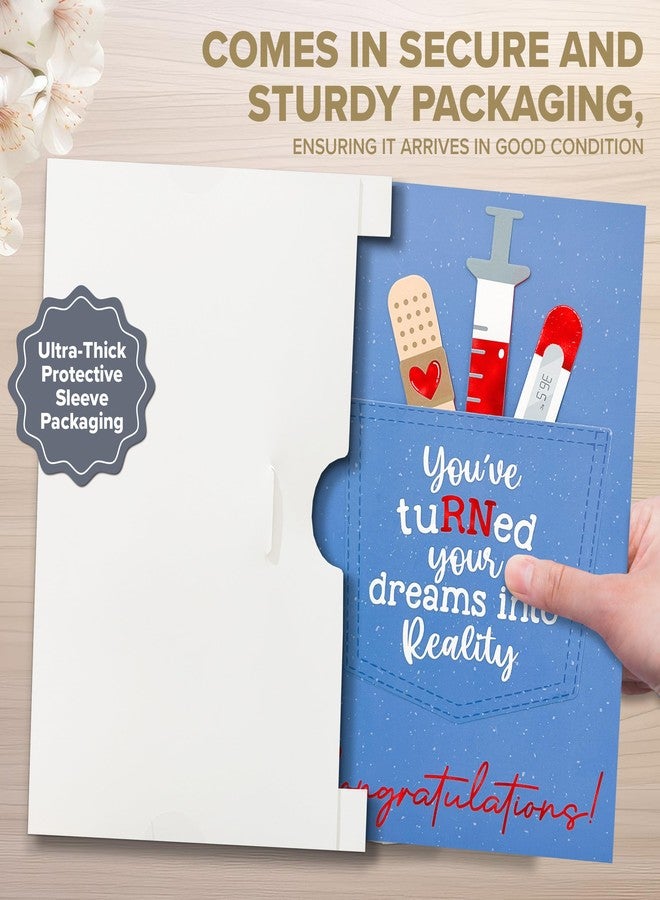 Decorably Red Foiled 5x8in Individual Nurse Graduation Card with Adorable Nursing Pocket and Tools Cutout, Grad Card Set with Envelope and Stickers, with Printed Message Inside - Image 3