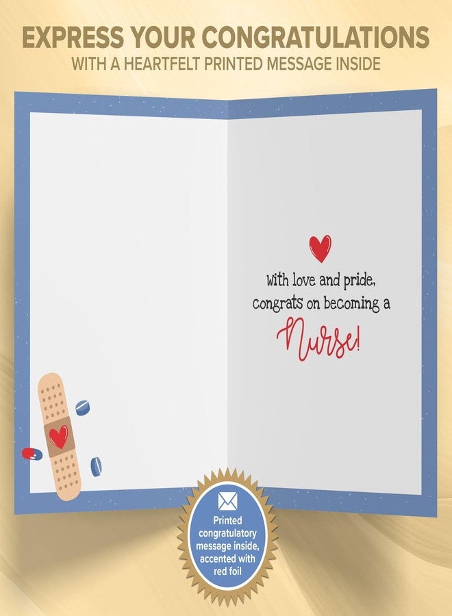 Decorably Red Foiled 5x8in Individual Nurse Graduation Card with Adorable Nursing Pocket and Tools Cutout, Grad Card Set with Envelope and Stickers, with Printed Message Inside - Image 2