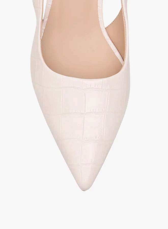 Flora Bella By Shoexpress Women Textured Slingback Shoes with Stiletto Heels