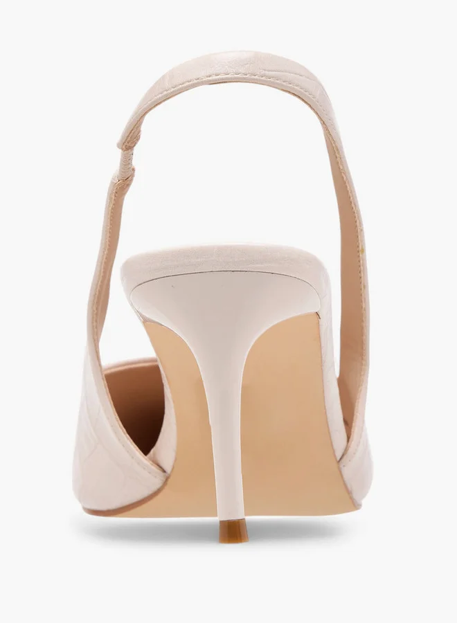 Flora Bella By Shoexpress Women Textured Slingback Shoes with Stiletto Heels