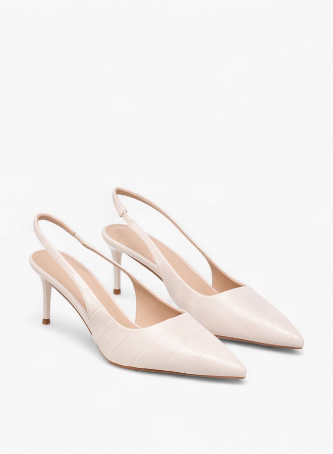 Flora Bella By Shoexpress Women Textured Slingback Shoes with Stiletto Heels  - Image 1
