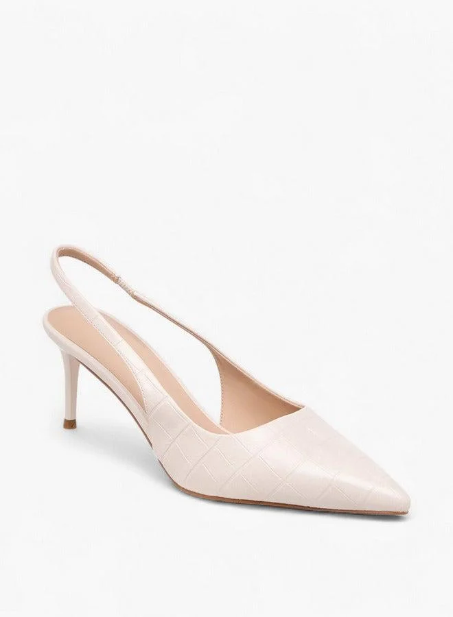 Flora Bella By Shoexpress Women Textured Slingback Shoes with Stiletto Heels
