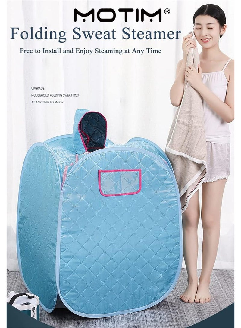 موتيم غرفة ساونا البخار الشخصية خيمة ساونا محمولة قابلة للطي منزلية مع جهاز تحكم عن بعد وآلة تبخير الجسم القابلة للتعديل بدرجة حرارة البخار الذكية سعة 2 لتر للاسترخاء - Image 2