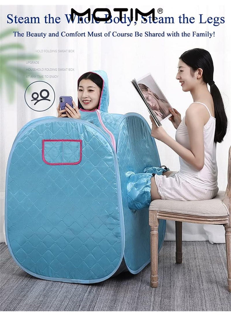 موتيم غرفة ساونا البخار الشخصية خيمة ساونا محمولة قابلة للطي منزلية مع جهاز تحكم عن بعد وآلة تبخير الجسم القابلة للتعديل بدرجة حرارة البخار الذكية سعة 2 لتر للاسترخاء - Image 3